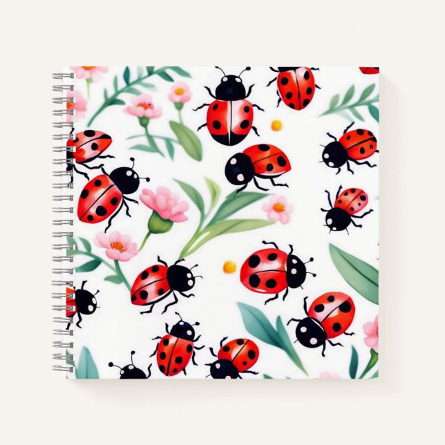 Niedliche Ladybugs und Blume Notizbuch (Vorderseite)