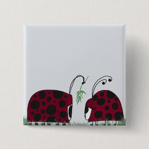 Niedliche Ladybugs und Mistletoe Button