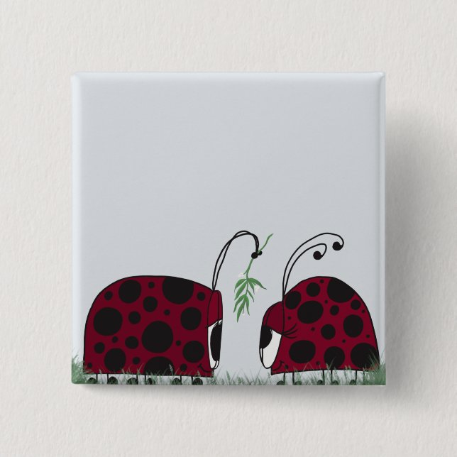 Niedliche Ladybugs und Mistletoe Button (Vorderseite)