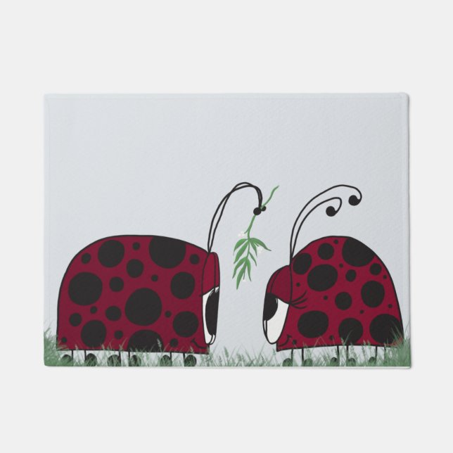 Niedliche Ladybugs und Mistletoe Fußmatte (Vorderseite)