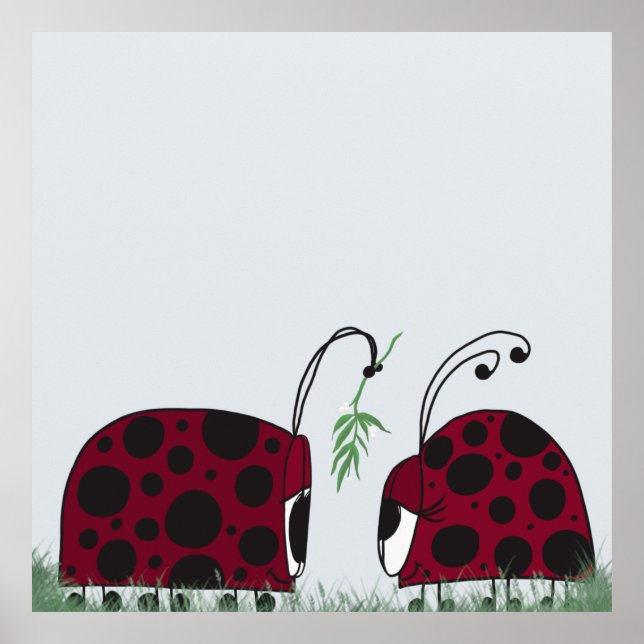 Niedliche Ladybugs und Mistletoe Poster (Vorne)