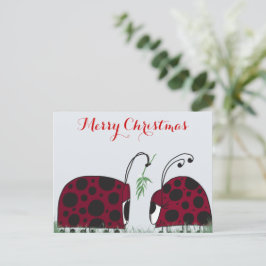 Niedliche Ladybugs und Mistletoe Postkarte