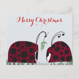 Niedliche Ladybugs und Mistletoe Postkarte