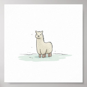 Niedliche Lama-Illustration - Adorable und ruhige  Poster