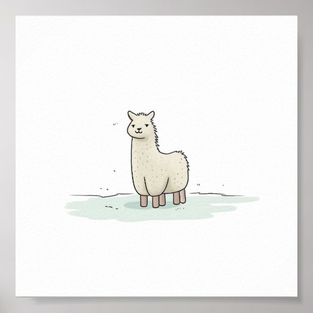 Niedliche Lama-Illustration - Adorable und ruhige  Poster (Vorne)