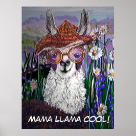 .Niedliche Lama-Kunst mit Brille. Und Kunst Poster