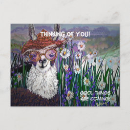 .Niedliche Lama-Kunst mit Brille. Und Kunst Postkarte