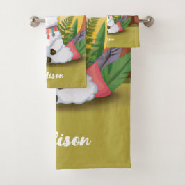 Niedliche Lama-Meditation im Magischen Wald Badhandtuch Set