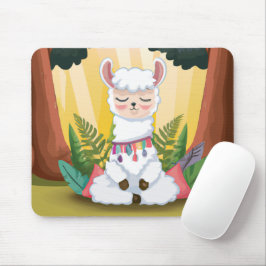 Niedliche Lama-Meditation im Magischen Wald Mousepad