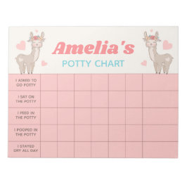 Niedliche Lama Potty Chart Personalisiert Name & A Notizblock