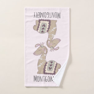 Niedliche Lama-Prinzessin mit einer Krone Badhandtuch Set