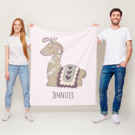 Niedliche Lama-Prinzessin mit einer Krone Fleecedecke