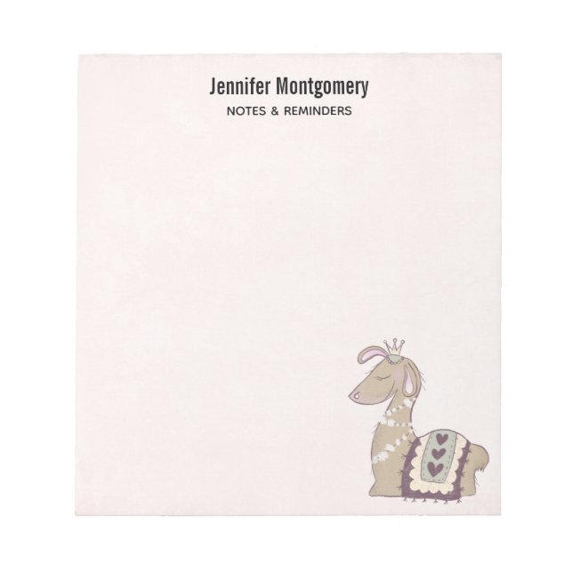 Niedliche Lama-Prinzessin mit einer Krone Notizblock (Vorderseite)