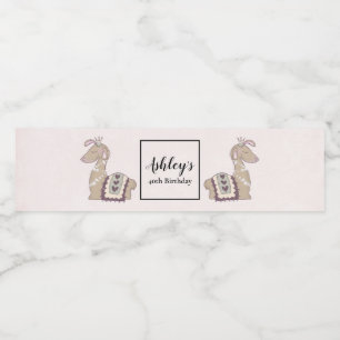 Niedliche Lama-Prinzessin mit einer Krone Wasserflaschenetikett