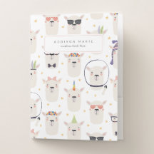 Niedliche Lama Themed Pocket Folders - Set von 5