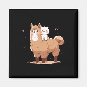 Niedliche Lama und Katze Magnet