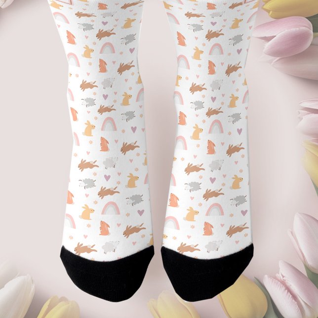 Niedliche Lamm-Ostermuster-Monogramm-Socken Socken (Cute Bunny Lamb Easter Pattern Monogram Socks)