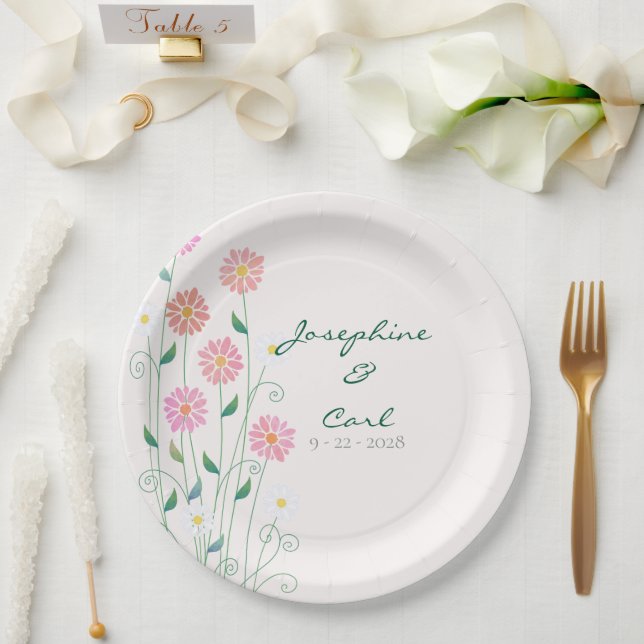 Niedliche Ländereien Rosa Flora Pappteller (Hochzeit)