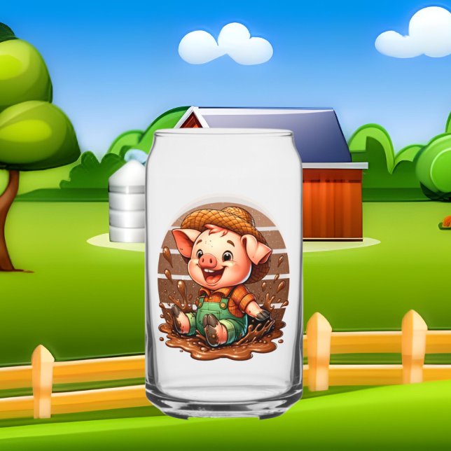 Niedliche Landschwein-Liebhaber fügen Monogramm Dosenglas (Von Creator hochgeladen)