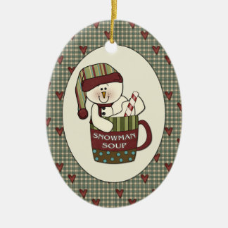 Niedliche Landsnowman-Suppen-Weihnachtsschale Keramikornament
