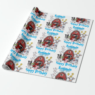 Niedliche Landtiere aus Rotbarsch Geschenkpapier
