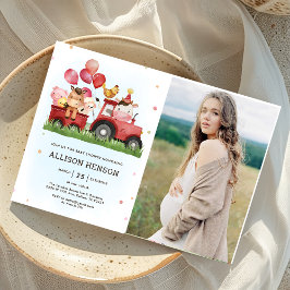 Niedliche Landtiere Barnyard Baby Dusche Foto Einladung