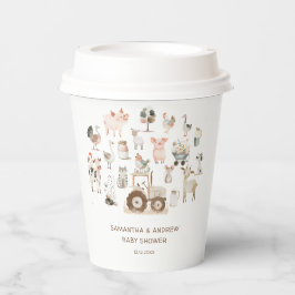 Niedliche Landtiere Barnyard Babydusche Pappbecher