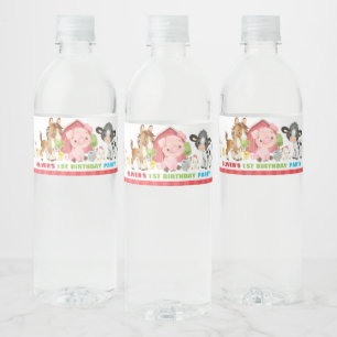 Niedliche Landtiere Barnyard Birthday Baby Dusche Wasserflaschenetikett