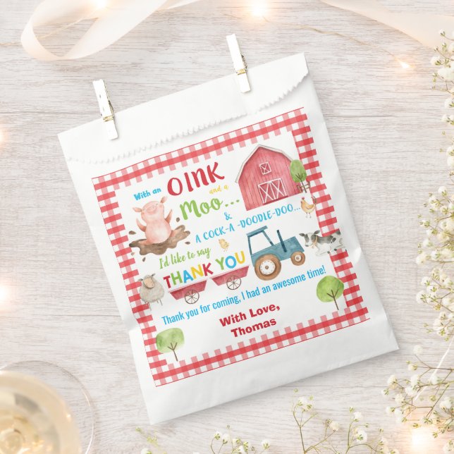Niedliche Landtiere Barnyard Geburtstag Vielen Dan Geschenktütchen (Ausgeschnitten)
