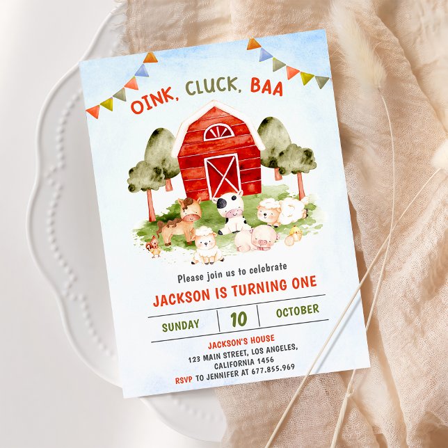 Niedliche Landtiere Barnyard Geburtstagspartei Einladung (Von Creator hochgeladen)