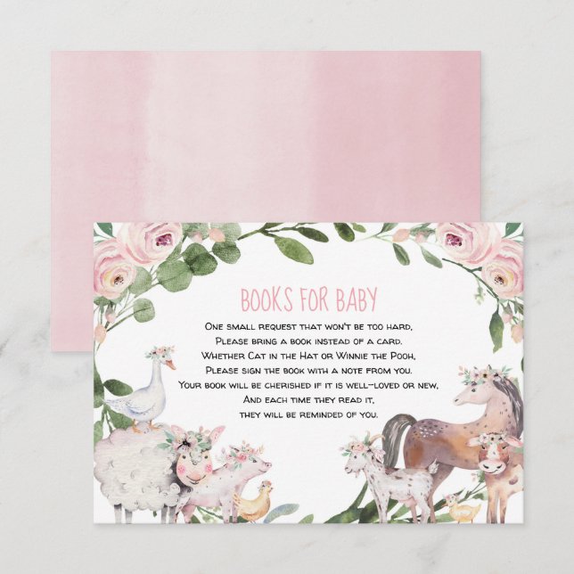 Niedliche Landtiere Barnyard Girl Bücher für Klein Begleitkarte (Vorne/Hinten)