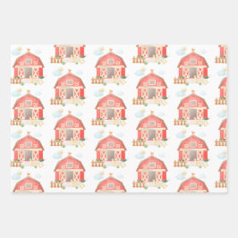 Niedliche Landtiere Barnyard und Kuh Geburtstag Geschenkpapier Set