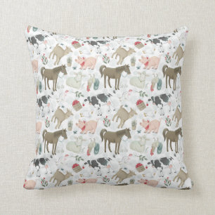 Niedliche Landtiere Bauernhof Land Rustikal Vintag Kissen
