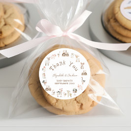 Niedliche Landtiere Boho Kinderdusche Vielen Dank Runder Aufkleber