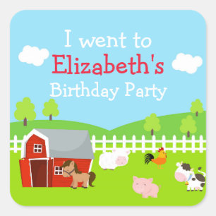 Niedliche Landtiere "Ich ging hin" Quadratischer Aufkleber