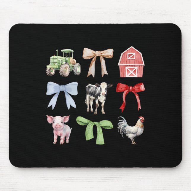 Niedliche Landtiere Kühe Schweinefleisch Coquette  Mousepad (Vorne)