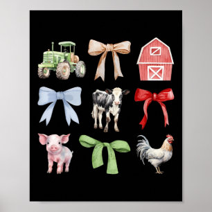 Niedliche Landtiere Kühe Schweinefleisch Coquette Poster