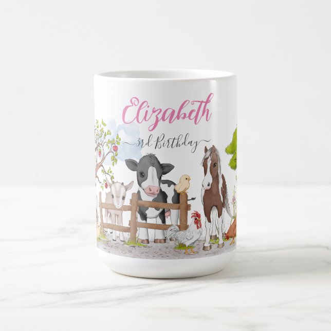 Niedliche Landtiere mit Aquarellfarbe Kaffeetasse (Mittel)