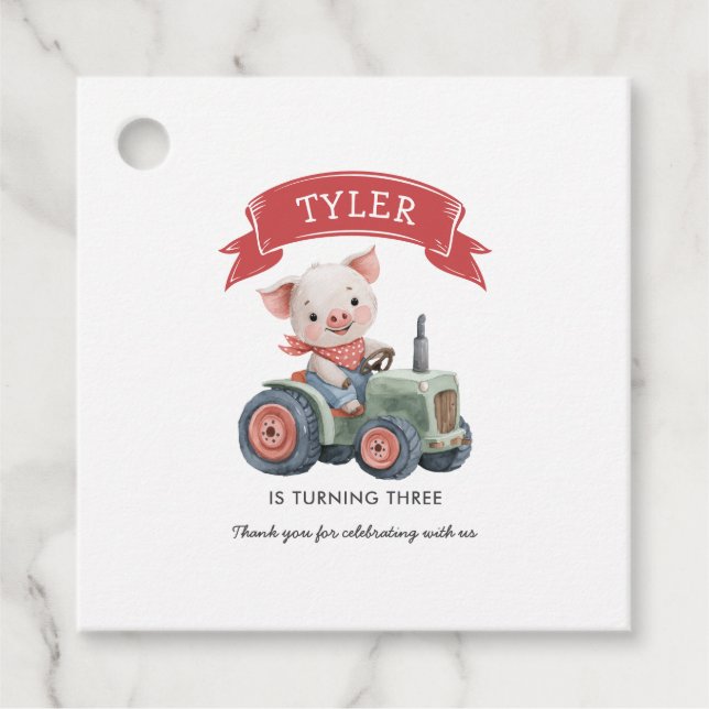 Niedliche Landtiere Schweine Geburtstagsparty Geschenkanhänger (Vorderseite)