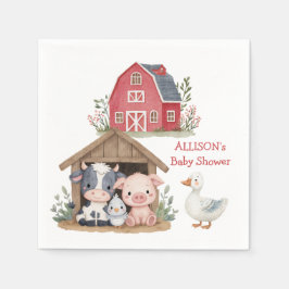 Niedliche Landtiere Schweinekühe Kinderdusche Serviette