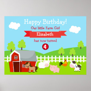 Niedliche Landtiere Unisex Geburtstag Poster