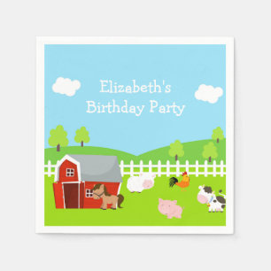 Niedliche Landtiere Unisex Geburtstag Serviette
