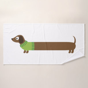 Niedliche lange Dackel-Illustration Badehandtuch
