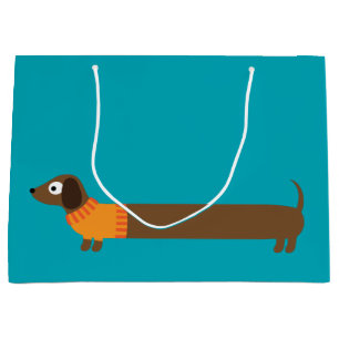 Niedliche lange Dackel-Illustration Große Geschenktüte