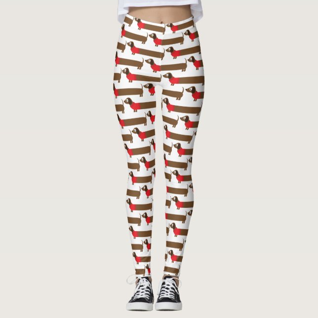 Niedliche lange Dackel-Illustration Leggings (Vorderseite)