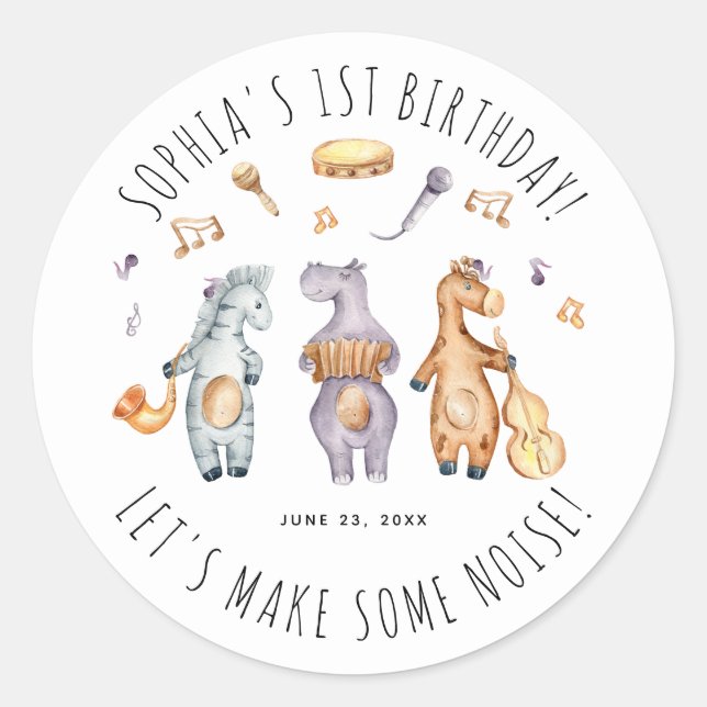 Niedliche Lass machen zum Geburtstag ein paar lärm Runder Aufkleber (Vorderseite)