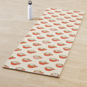 Niedliche Latte Art in Red Coffee Mugs Muster Yogamatte