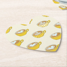 Niedliche Latte Art in Yellow Coffee Mugs Muster Untersetzer