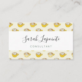 Niedliche Latte Art in Yellow Coffee Mugs Muster Visitenkarte