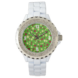 niedliche Laubbäume und dunkle Blume Armbanduhr